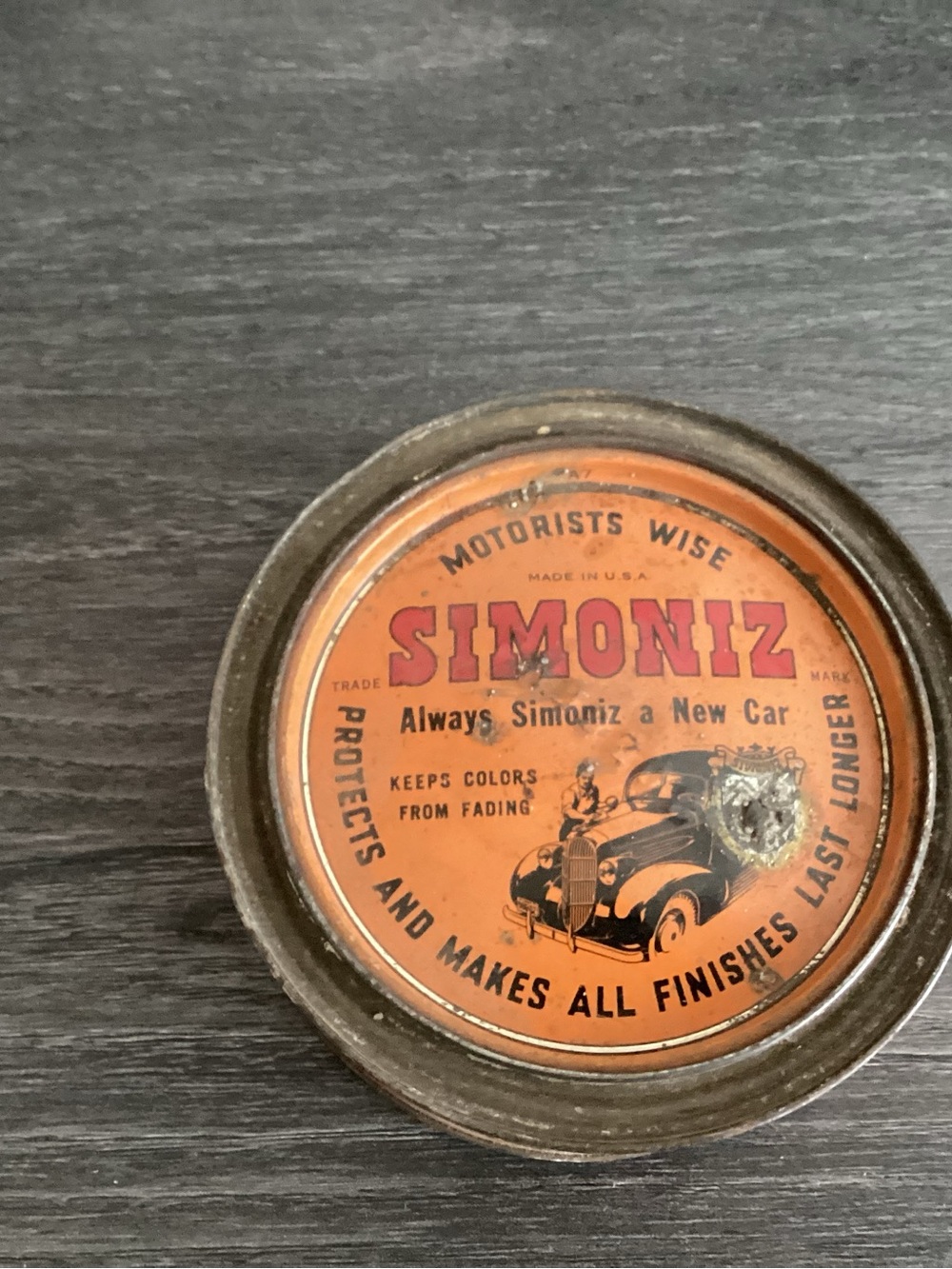 Vtg. Simon is Original Paste Wax Tin, Era 1930s-1940s. Pre-owned